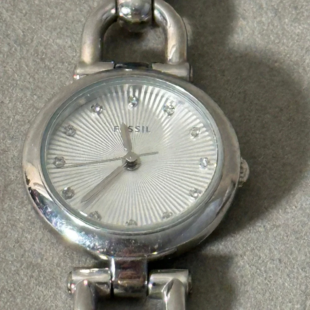 Fossil ES3348 Silver‎ Stainless Steel Horseshoe Link Bracelet Watch Crystal Dial